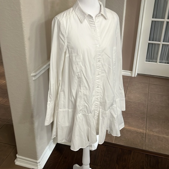 Free People All For You white long sleeve shirt mini dress Size XS - Picture 3 of 17